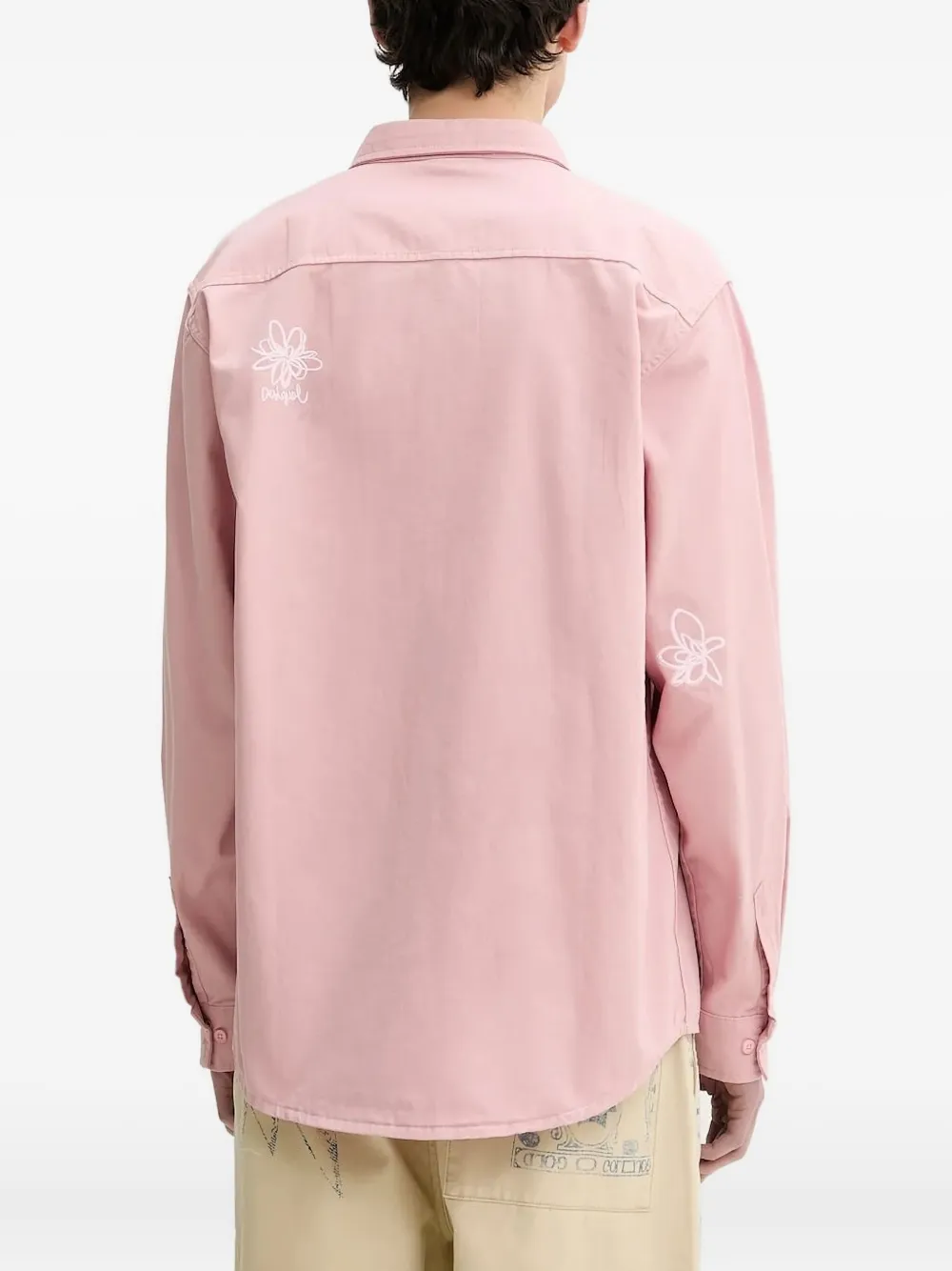 Desigual Overhemd met geborduurde bloemen - Roze