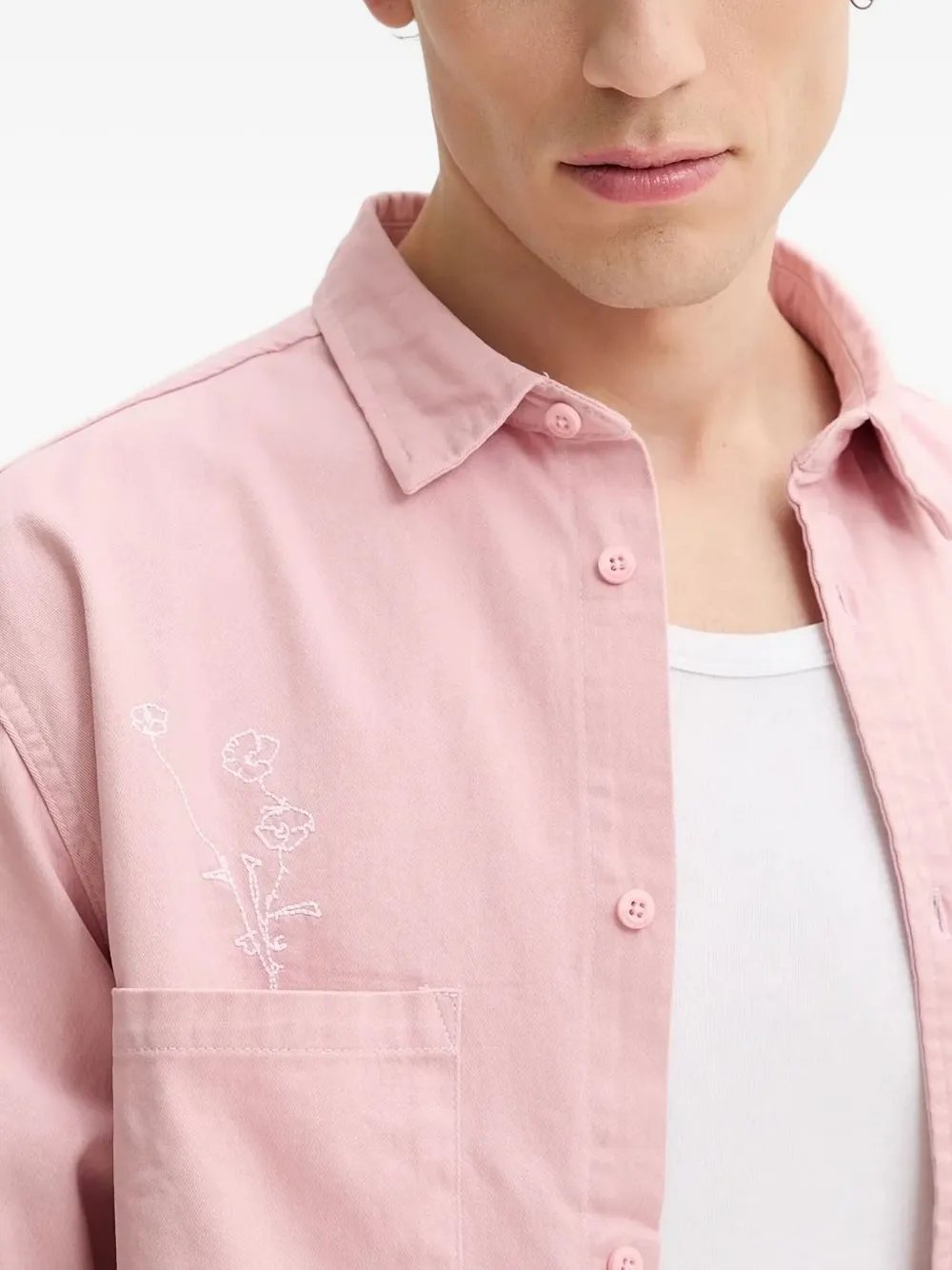 Desigual Overhemd met geborduurde bloemen Roze