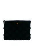 CHANEL Pre-Owned 2017-2018 CC Medium Quilted Velvet Cosmetic Case clutch bag - Blue