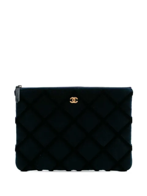 CHANEL Pre-Owned 2017-2018 CC Medium Quilted Velvet Cosmetic Case clutch bag