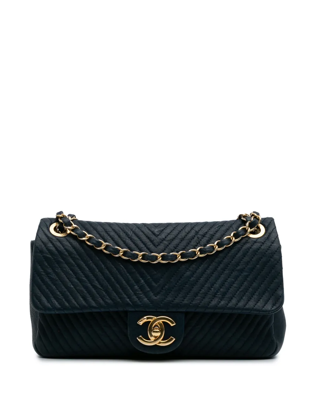 CHANEL Pre-Owned 2015-2016 Medium Chevron Wrinkled Calfskin Medallion CHANEL Pre-Owned 2015-2016 Medium Chevron Wrinkled Calfskin Medallion