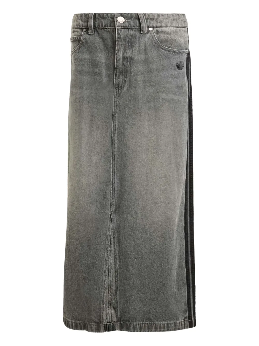 Adidas Adicolor 3-Stripes denim maxi-rok Grijs