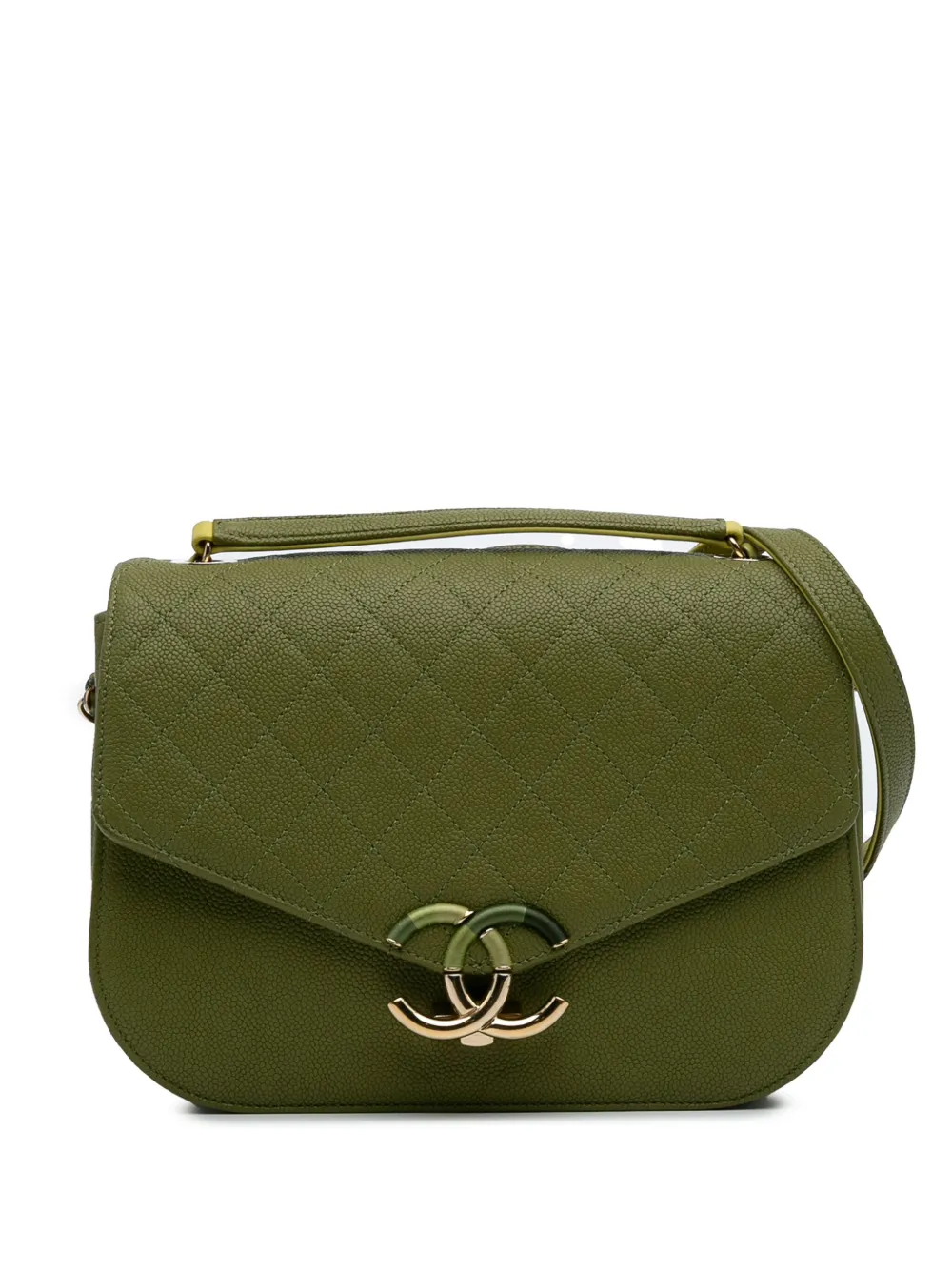 CHANEL Pre-Owned 2018 Medium Quilted Caviar Thread Around Flap satchel CHANEL Pre-Owned 2018 Medium Quilted Caviar Thread Around Flap satchel