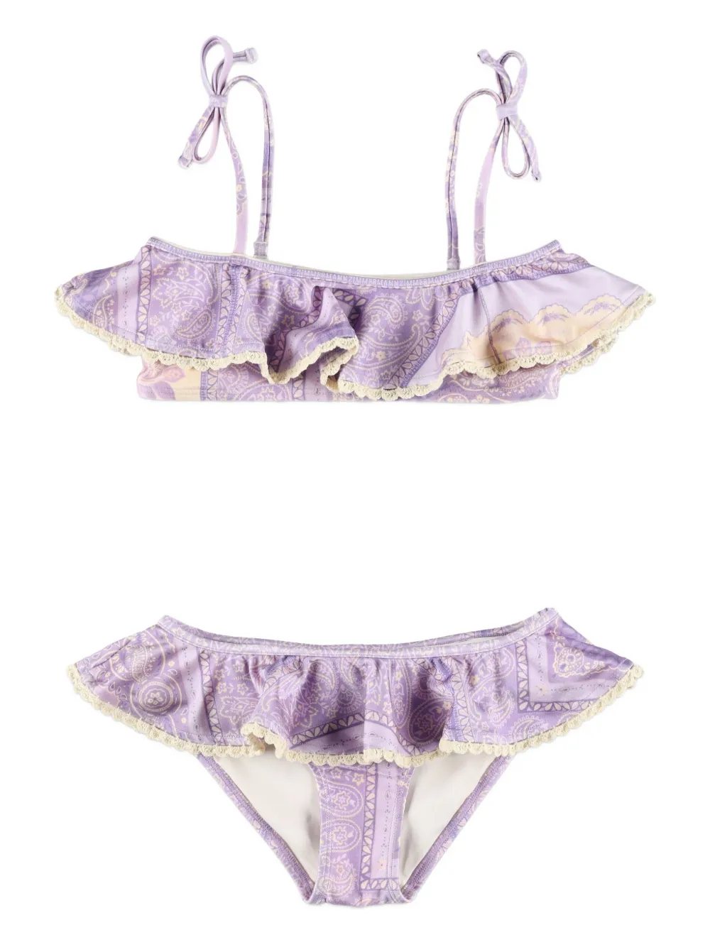 ZIMMER N Kids Bikini met paisley-print en ruches Veelkleurig