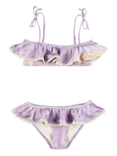 ZIMMERMANN Kids ruffled paisley-print bikini