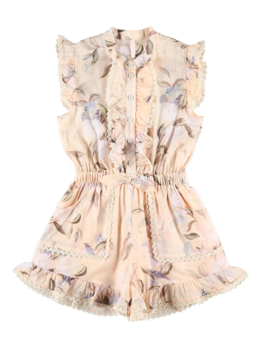 ZIMMER N Kids Cascadian playsuit met bloe print en ruches Beige