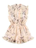 ZIMMERMANN Kids Cascadian floral-printed ruffled playsuit - Neutrals