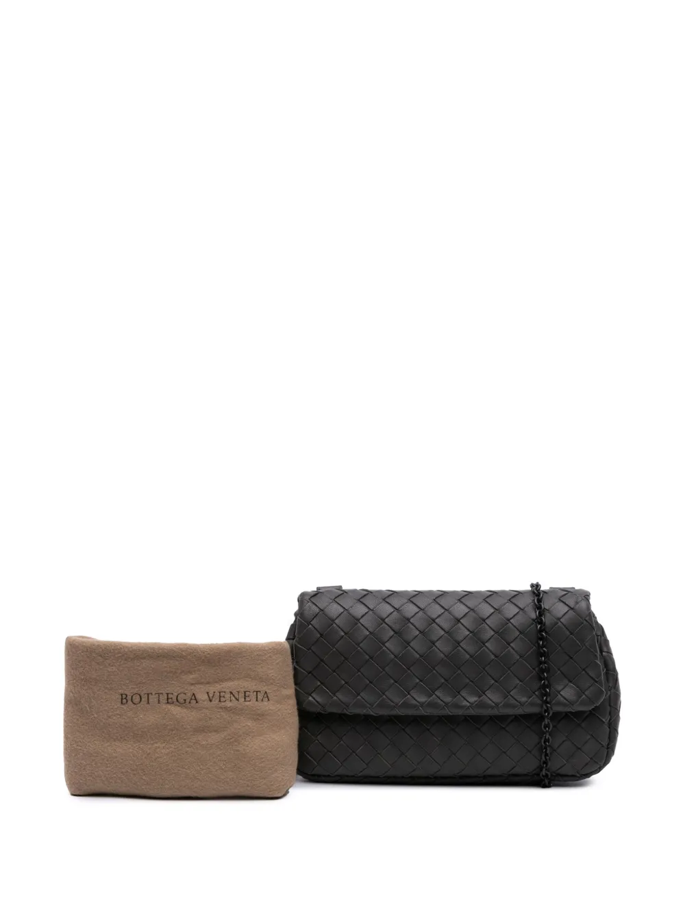 Pre-owned Bottega Veneta 2012-2024 Mini Nappa Intrecciato Expandable Chain Flap Crossbody Bag