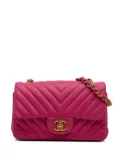 CHANEL Pre-Owned 2015-2016 Mini Rectangular Classic Chevron Lambskin Single Flap crossbody bag - Pink