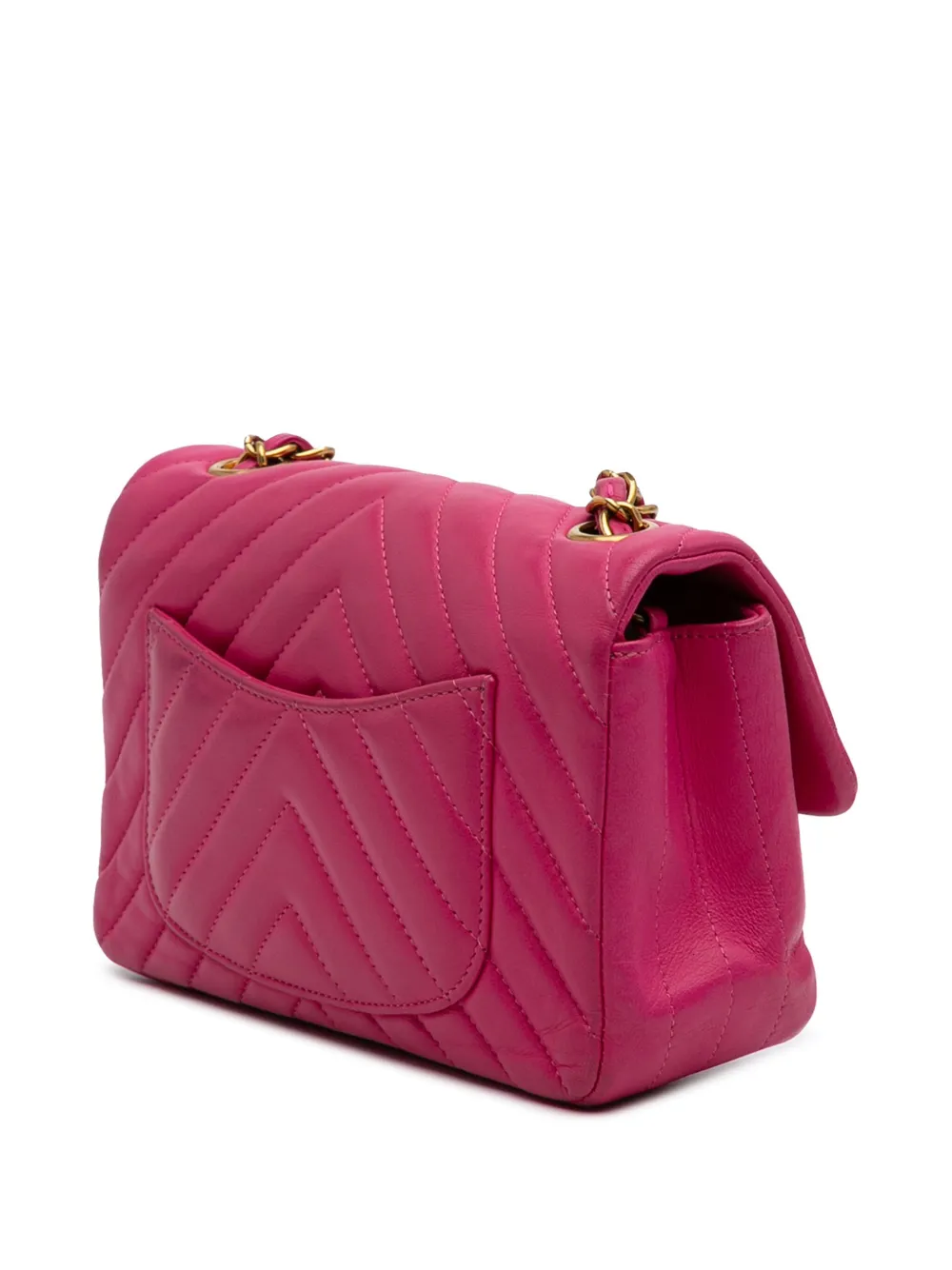 2015-2016 Mini Rectangular Classic Chevron Lambskin Single Flap Crossbody Bag