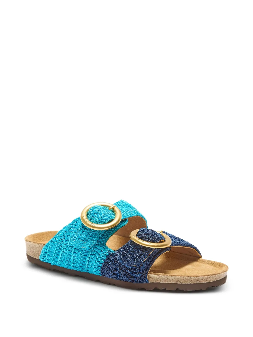 MALIPARMI crochet-texture buckle sandals Blue