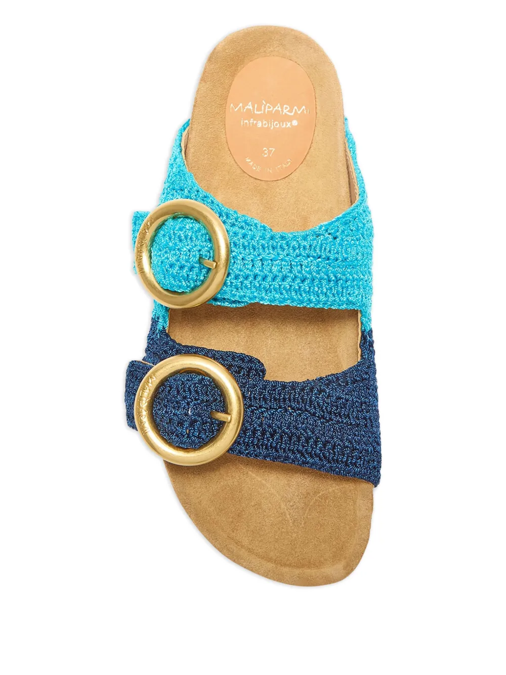 MALIPARMI crochet-texture buckle sandals Blue