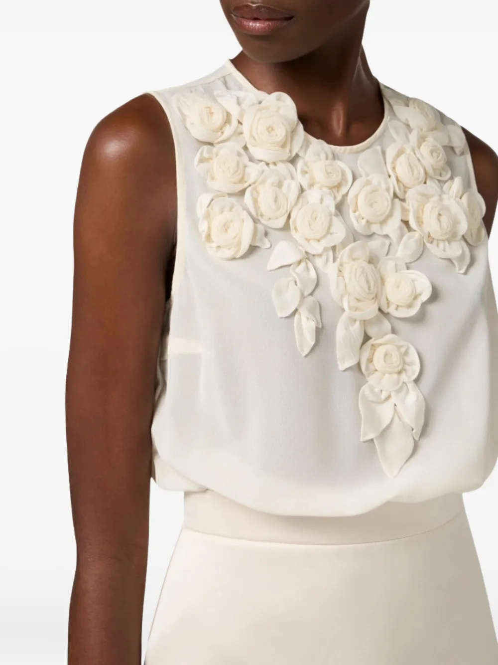 Elisabetta Franchi floral-embellished mini dress Beige