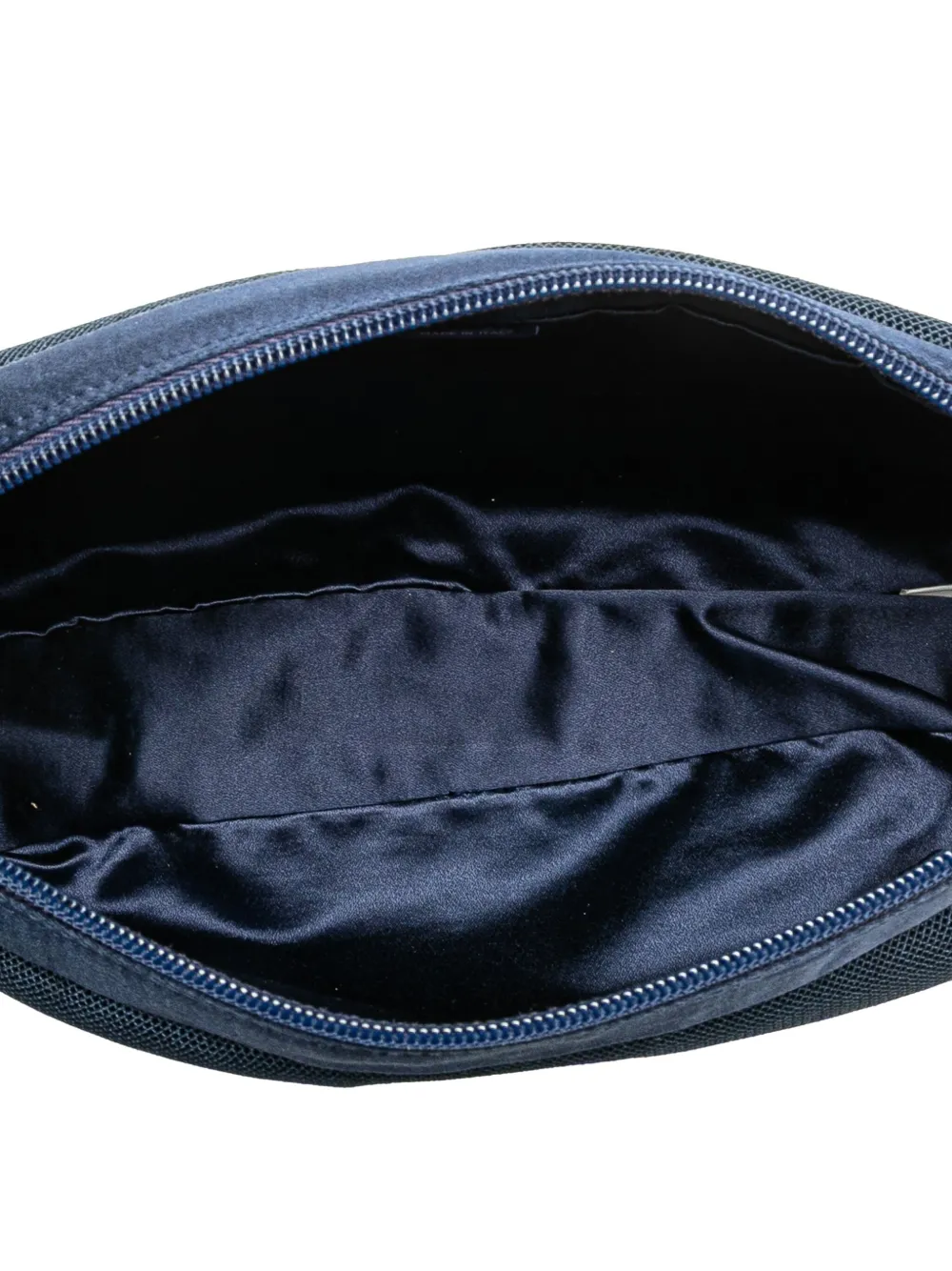 Pre-owned Prada 2000-2013 Satin Trimmed Mesh Shoulder Bag In Blue