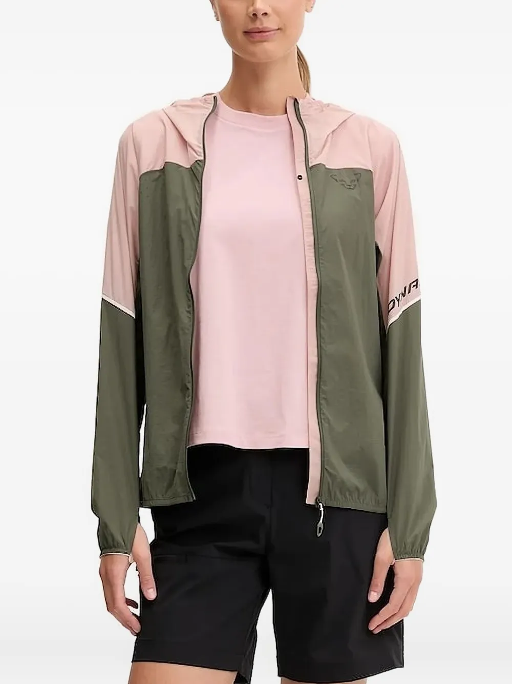 Dynafit Hooded Panelled Jacket In Green