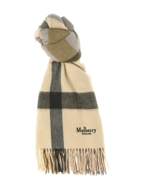Mulberry checked wool scarf