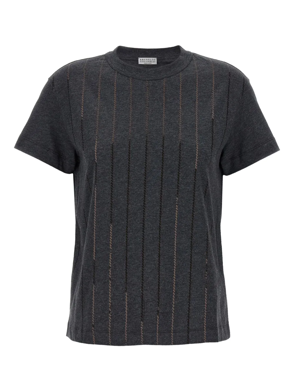 Brunello Cucinelli sequin-striped t-shirt Grijs