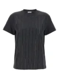 Brunello Cucinelli sequin-striped t-shirt - Grey