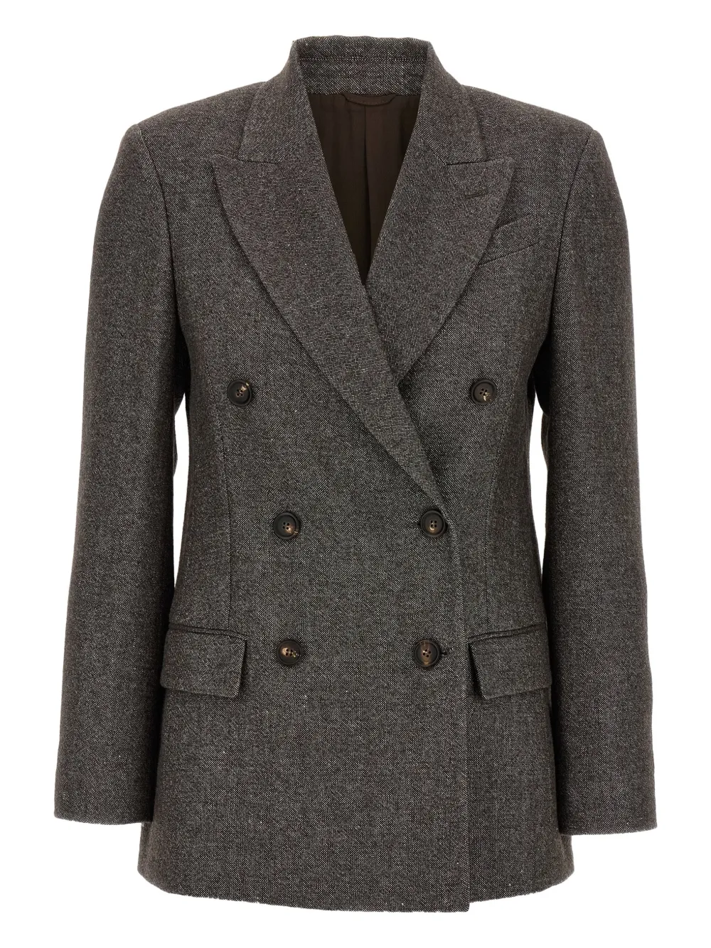 Brunello Cucinelli blazer de tweed con doble botonadura | marrón | Image 1