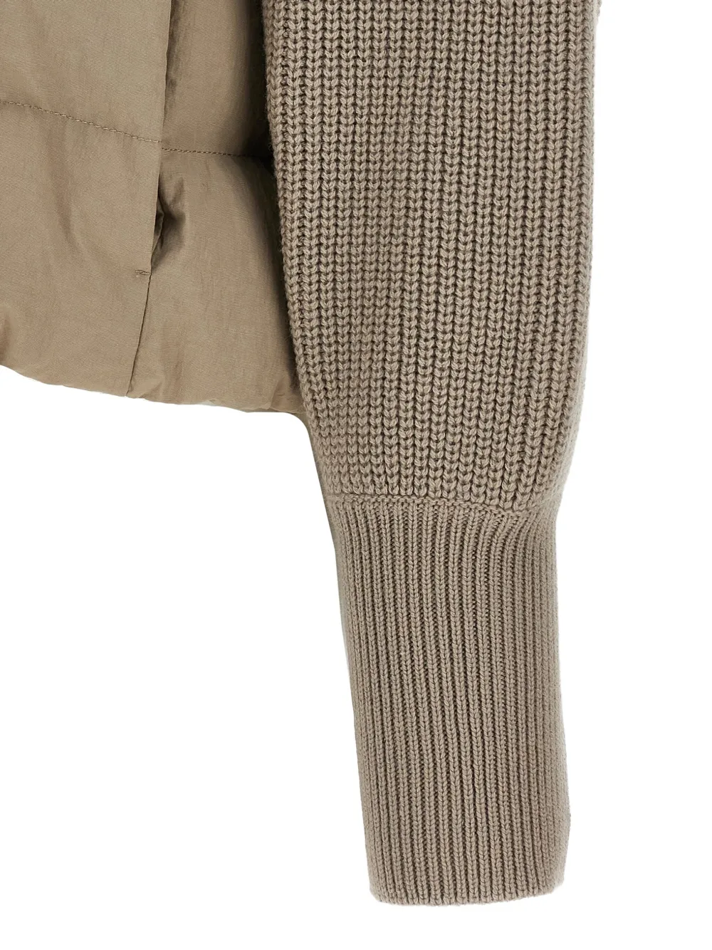Brunello Cucinelli Gebreid donsjack met capuchon Beige