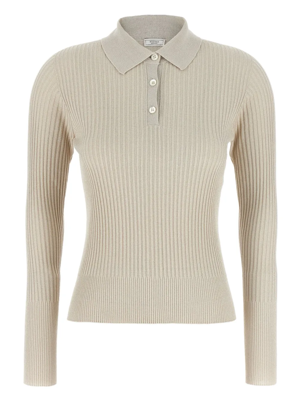 ribbed-knit polo shirt