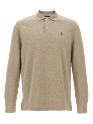 Polo Ralph Lauren Logo Embroidered long-sleeve Polo Shirt | Grey