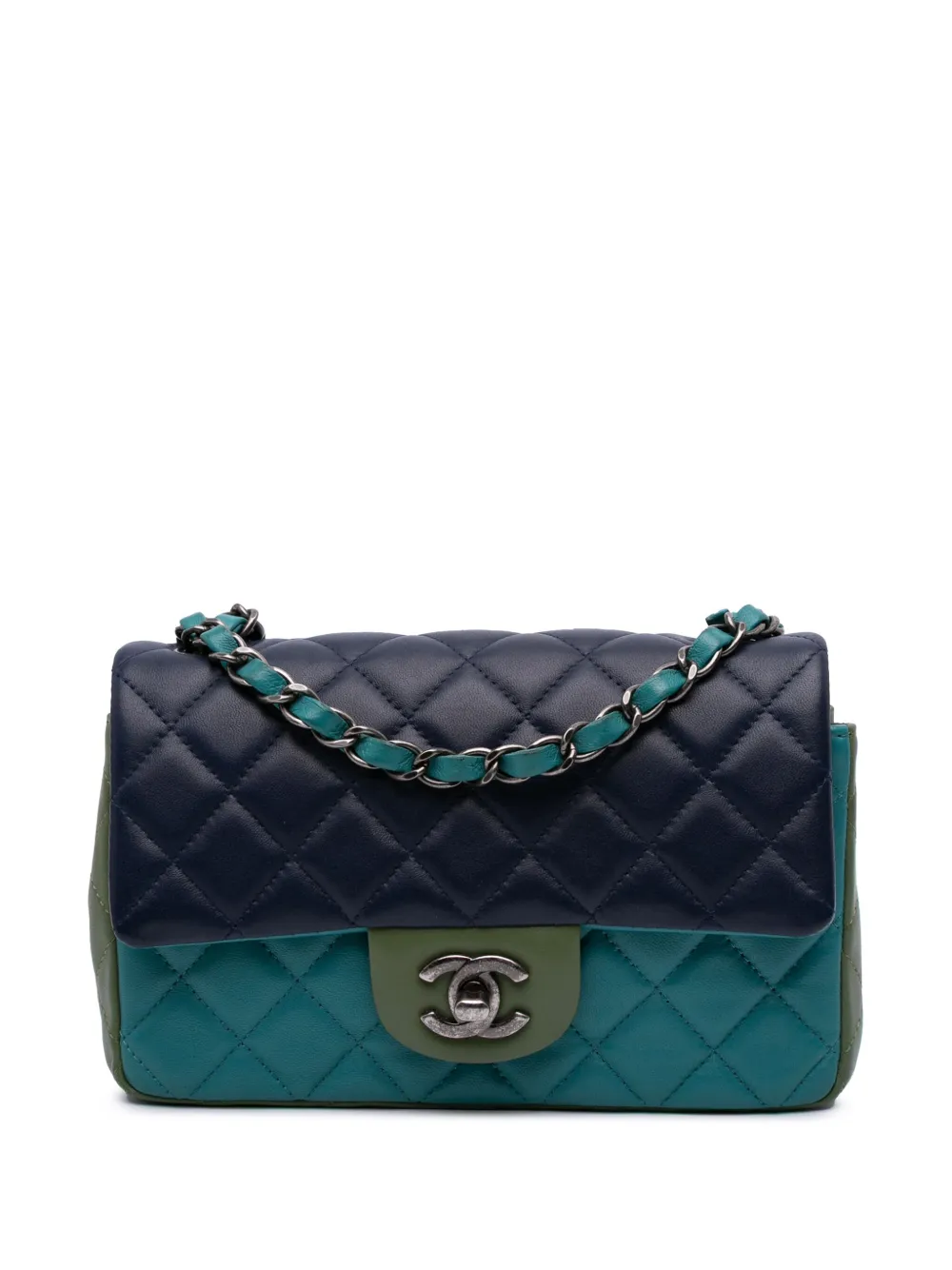 CHANEL Pre-Owned 2015-2016 Mini Rectangular Classic Tricolor Lambskin CHANEL Pre-Owned 2015-2016 Mini Rectangular Classic Tricolor Lambskin