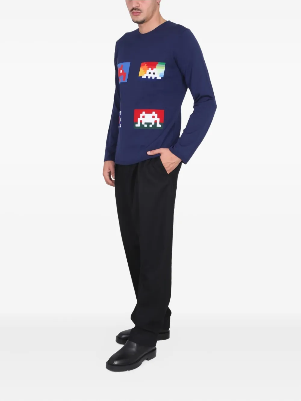 Comme Des Garçons Shirt graphic crewneck knitwear - Blauw