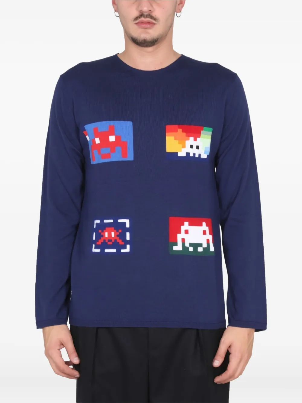 Comme Des Garçons Shirt graphic crewneck knitwear - Blu