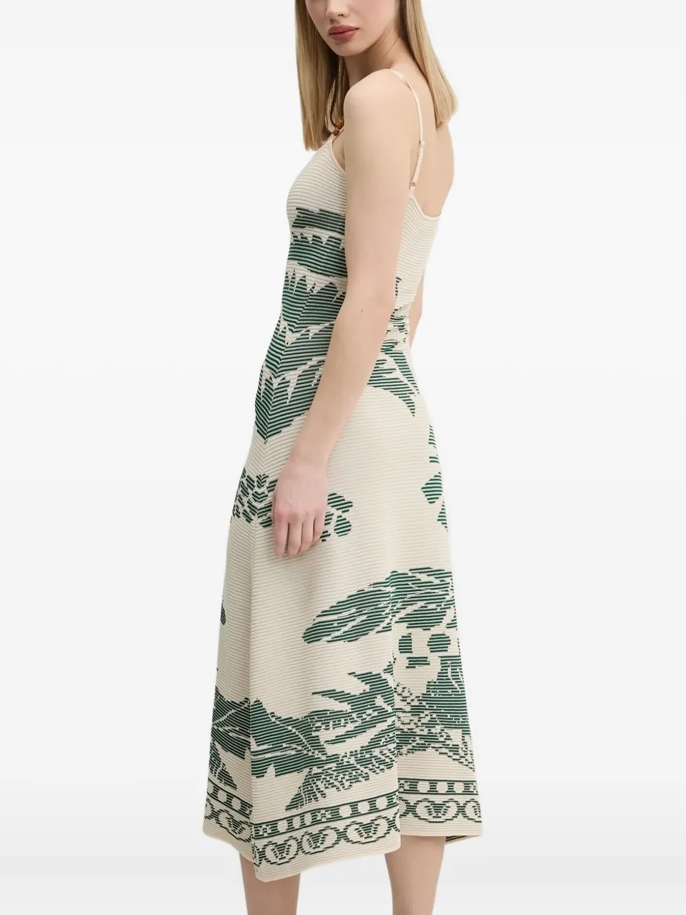 Desigual Marsella palm-textured midi dress - Beige