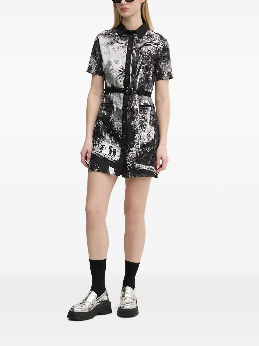 Desigual Belted Mini Dress In Black