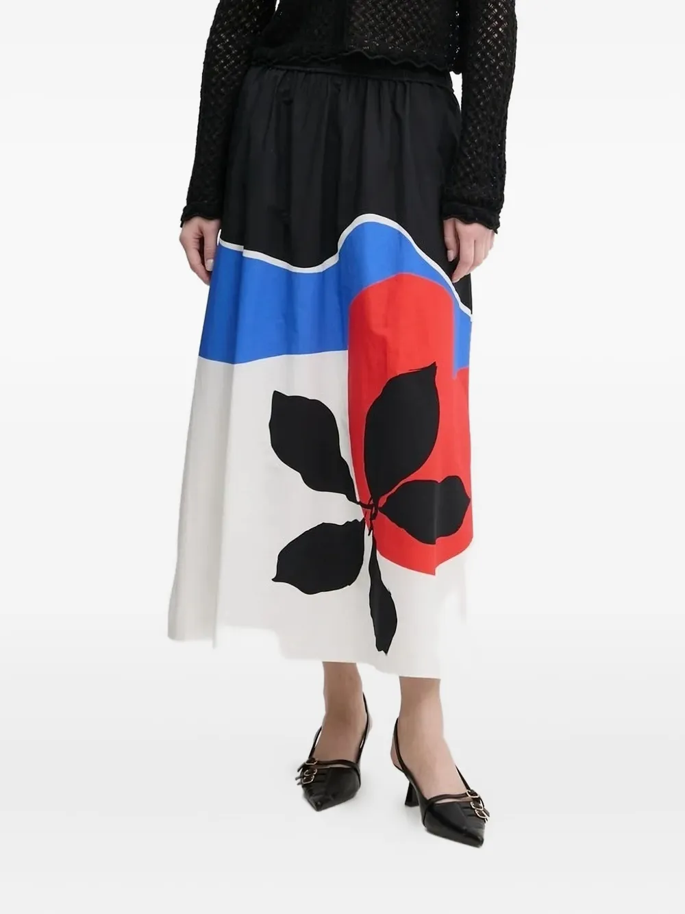 Desigual abstract-print elasticated-waist midi skirt Wit