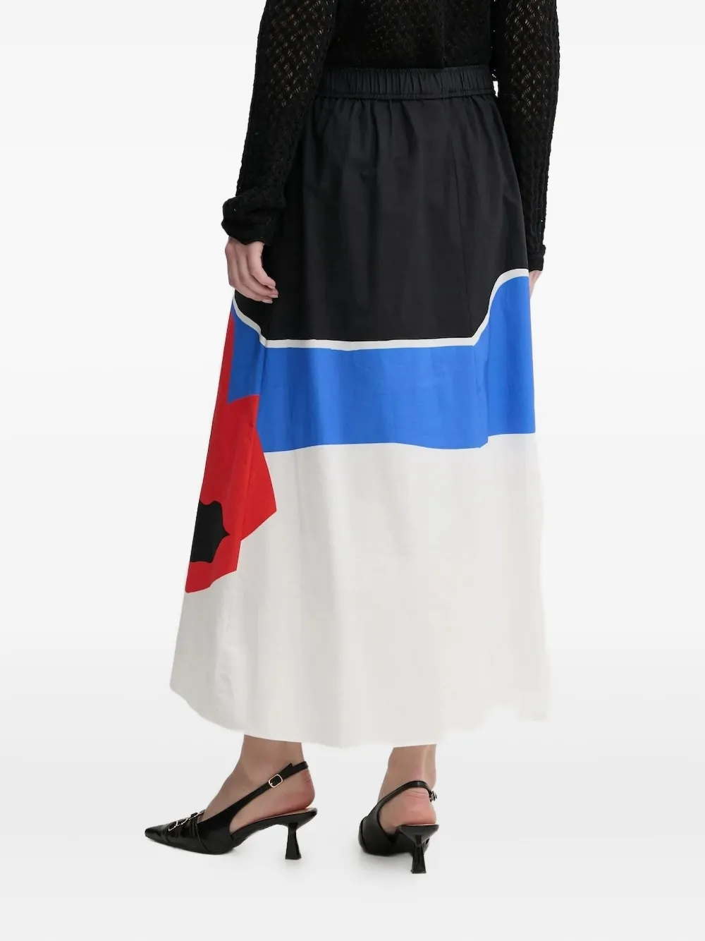 Desigual abstract-print elasticated-waist midi skirt Wit