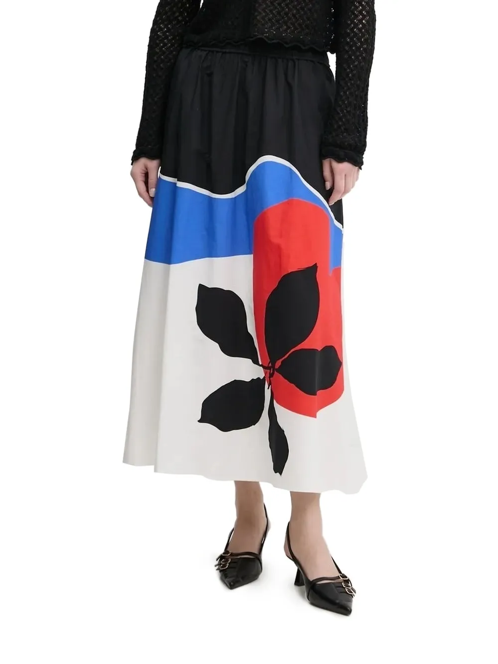 Desigual Midi-rok met elastische taille en print Wit