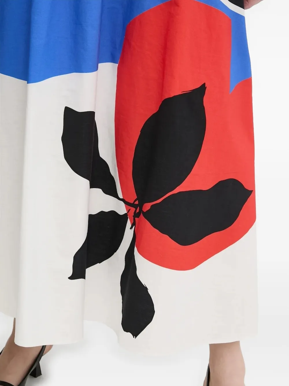 Abstract-Print Elasticated-Waist Midi Skirt