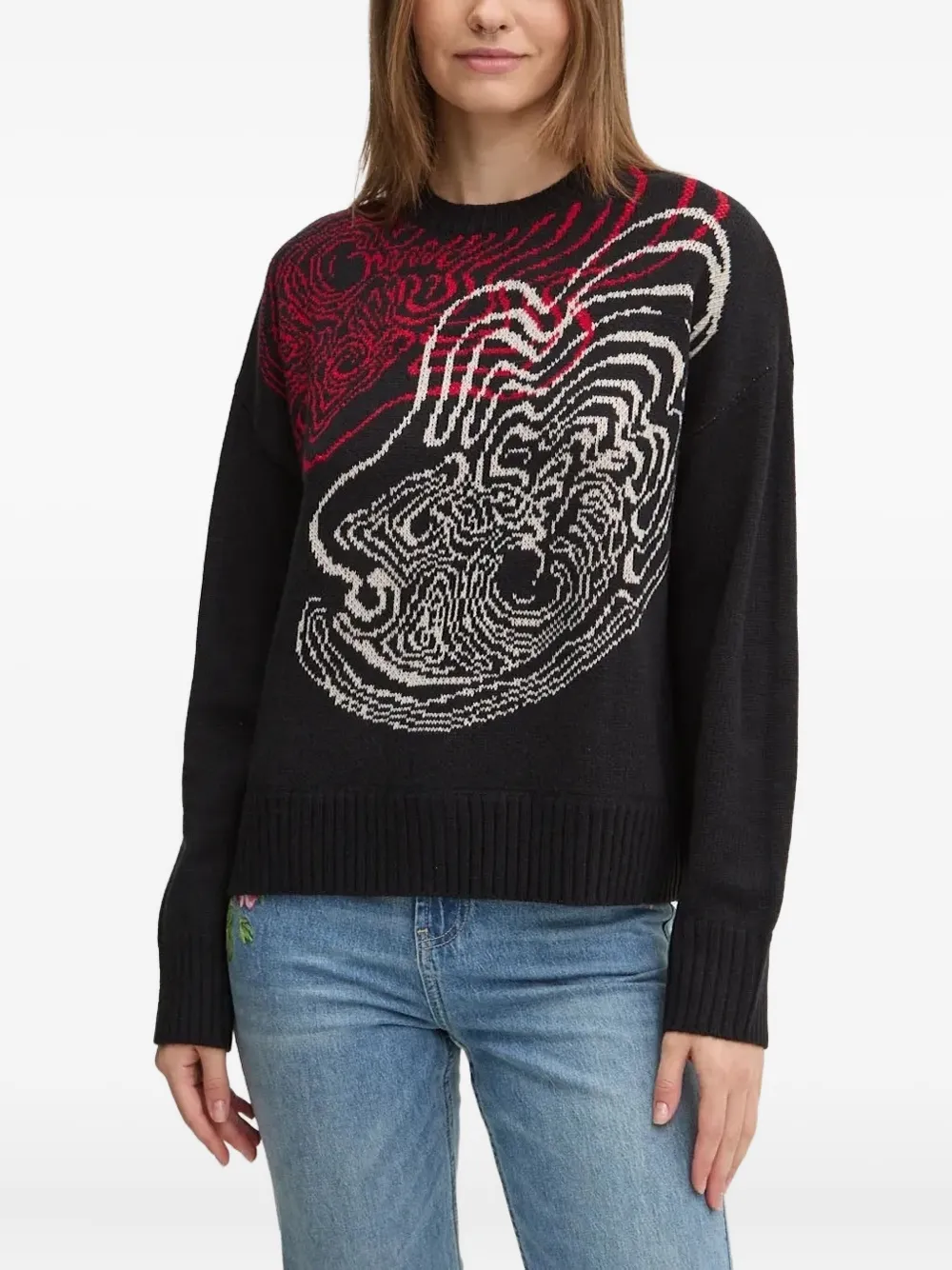 Desigual Crew-neck Sweater In Black