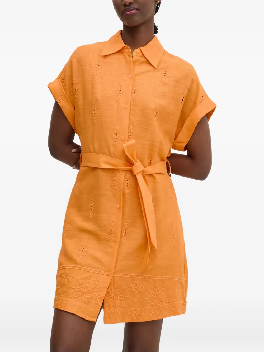 Desigual embroidered belted mini dress | Orange | Image 1