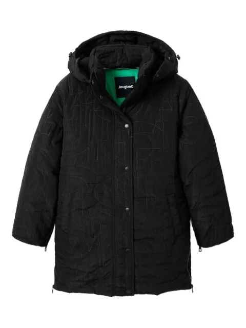 Desigual quilted-logo padded coat