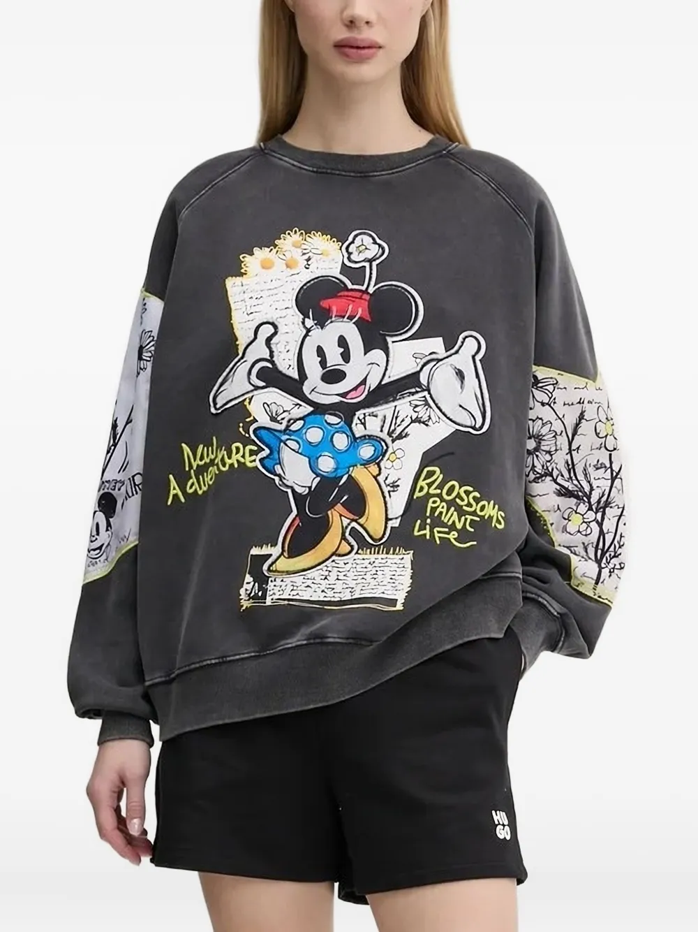 Desigual Minnie Mouse Graphic Sweatshirt In Black