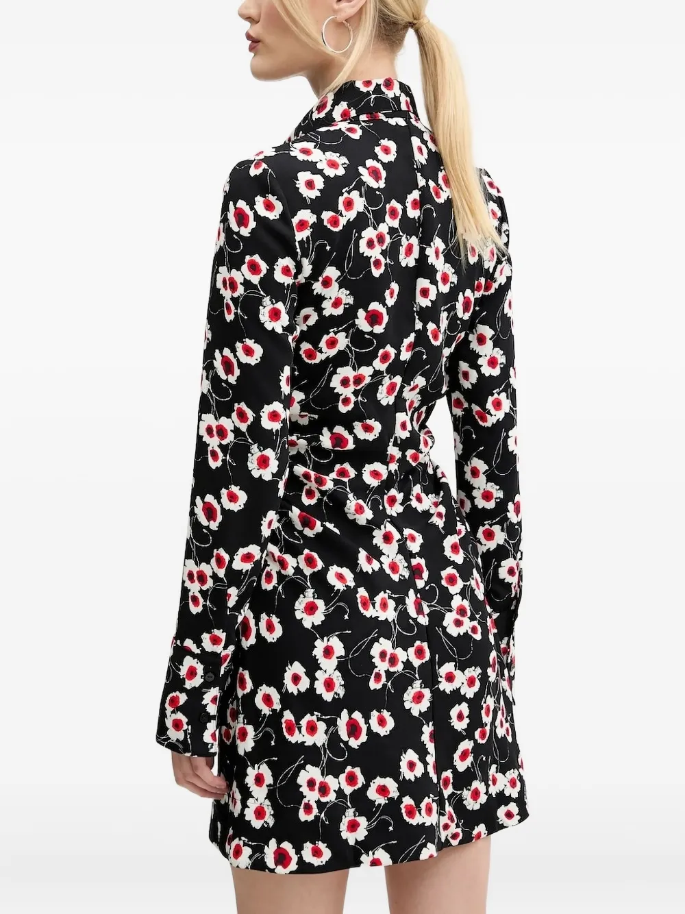 Desigual floral-print collared shirt mini dress Zwart
