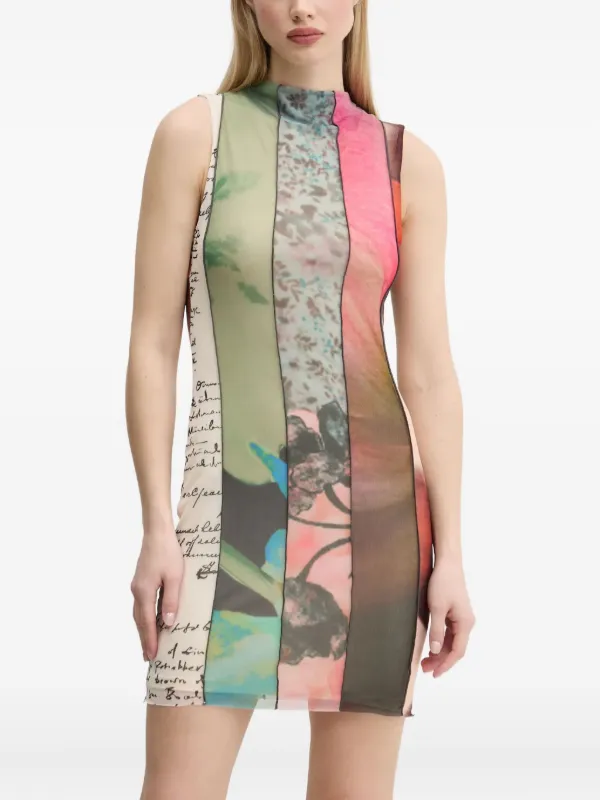 Desigual Paneled Mini Dress - Green