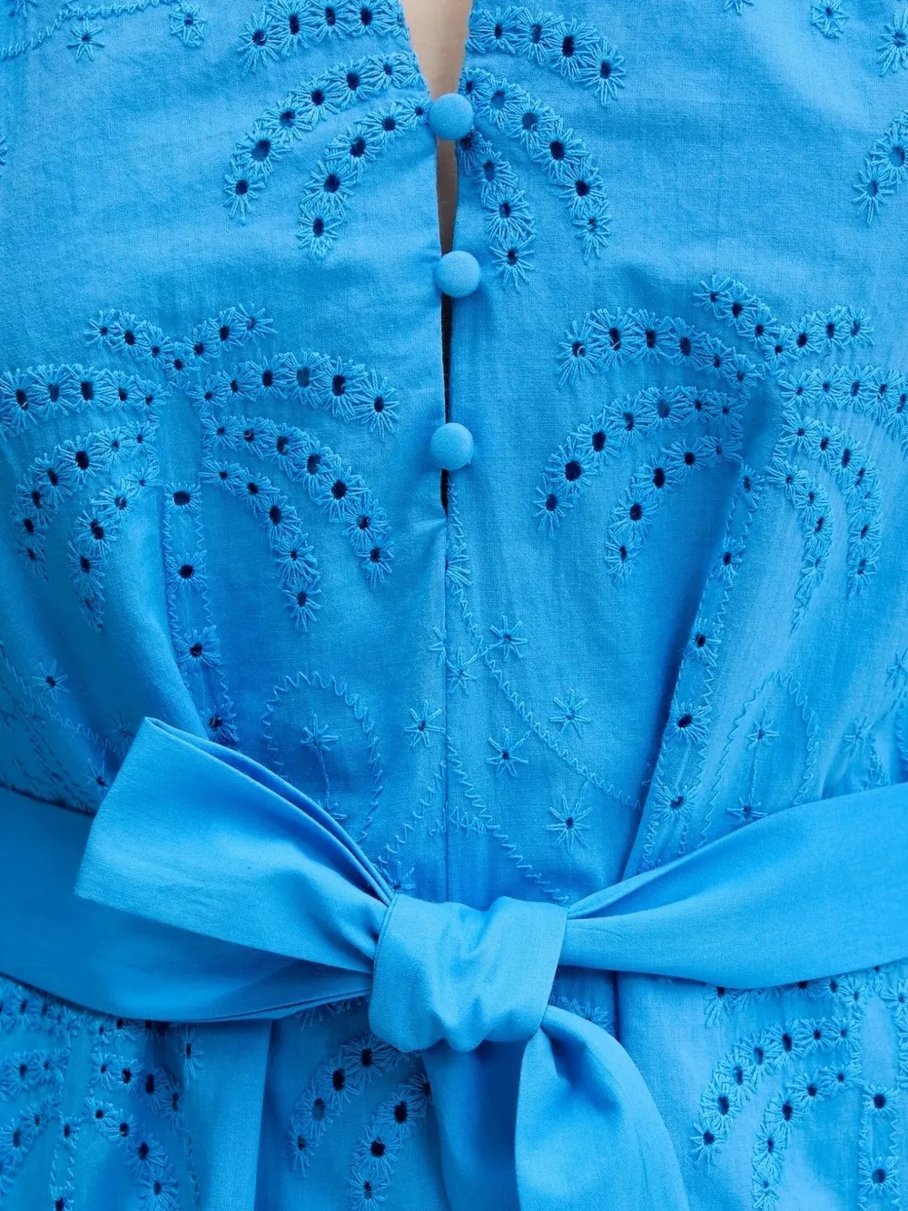 Desigual eyelet-embroidered belted mini dress Blauw