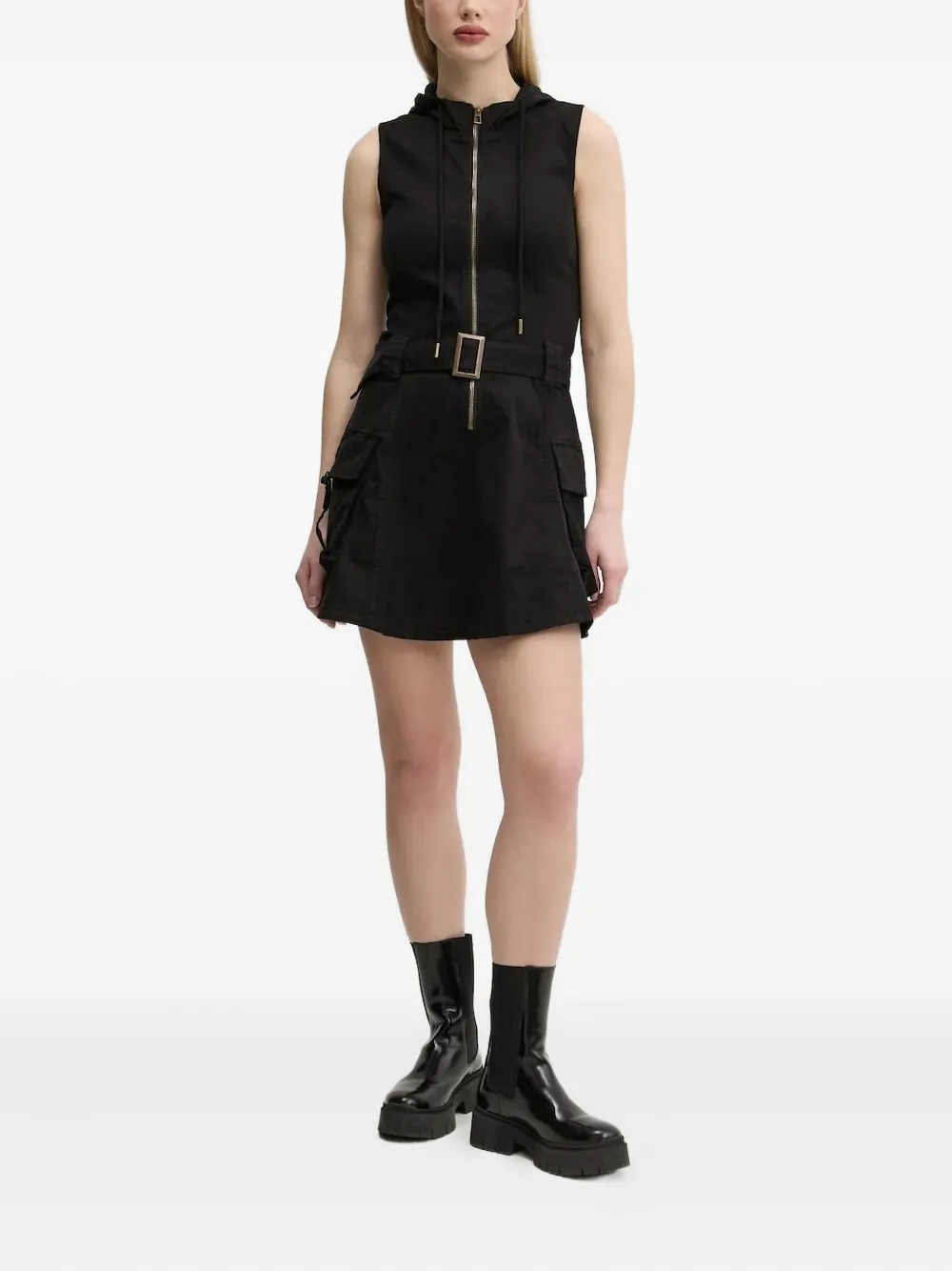 Desigual Hooded Mini Dress In Black