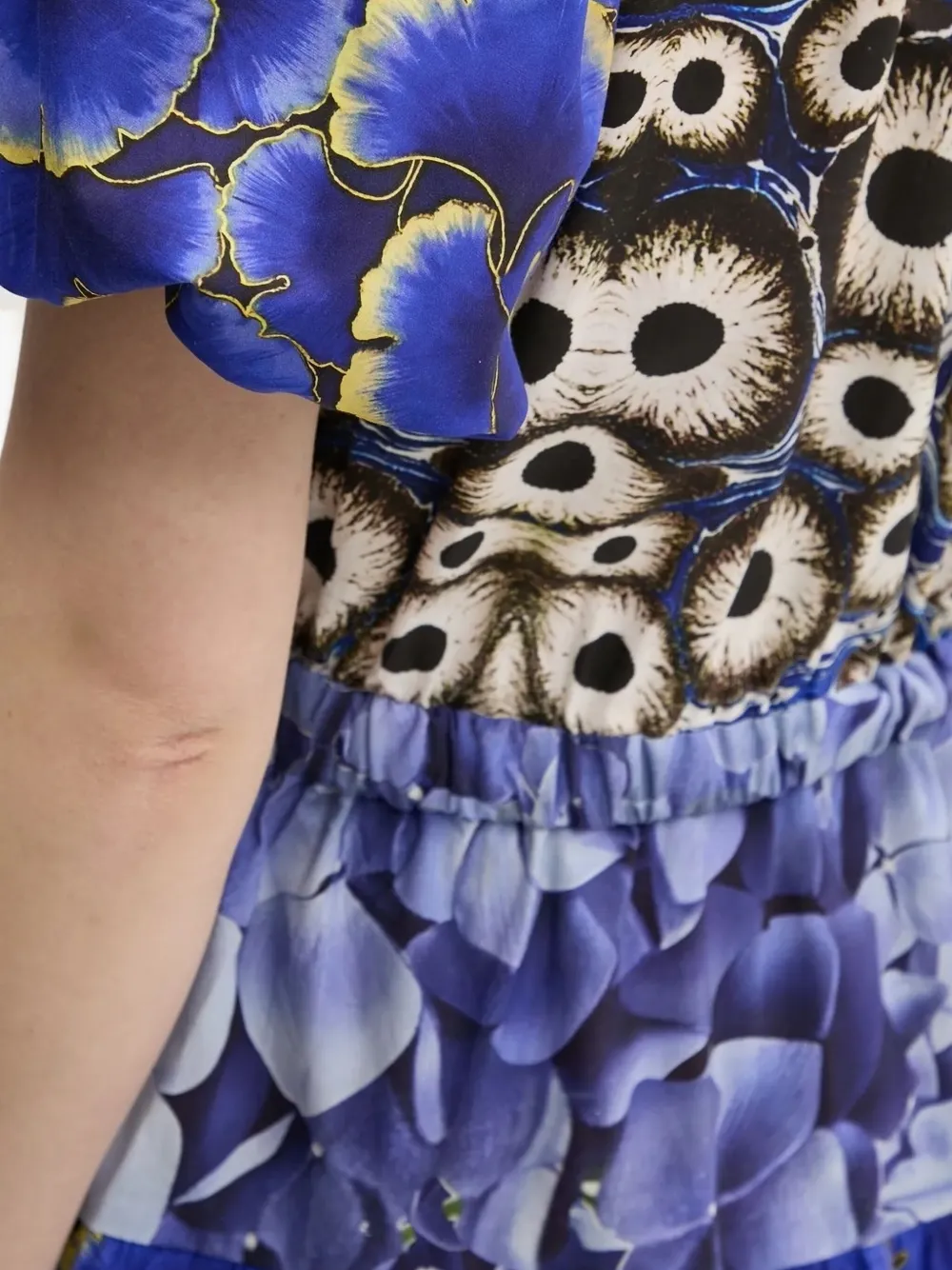 Desigual puff-sleeve tiered dress Blauw