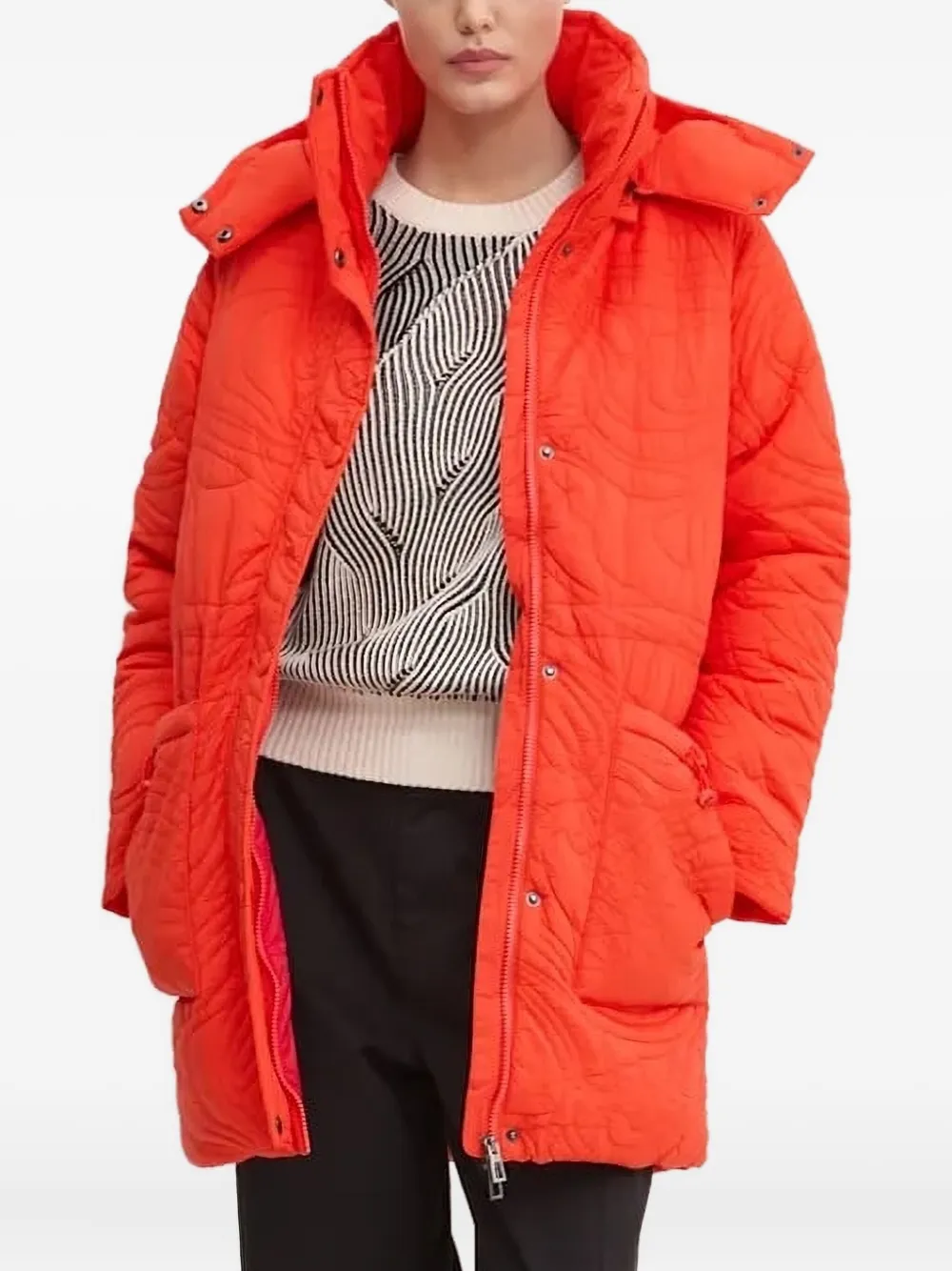 Desigual quilted-pattern hooded jacket Oranje