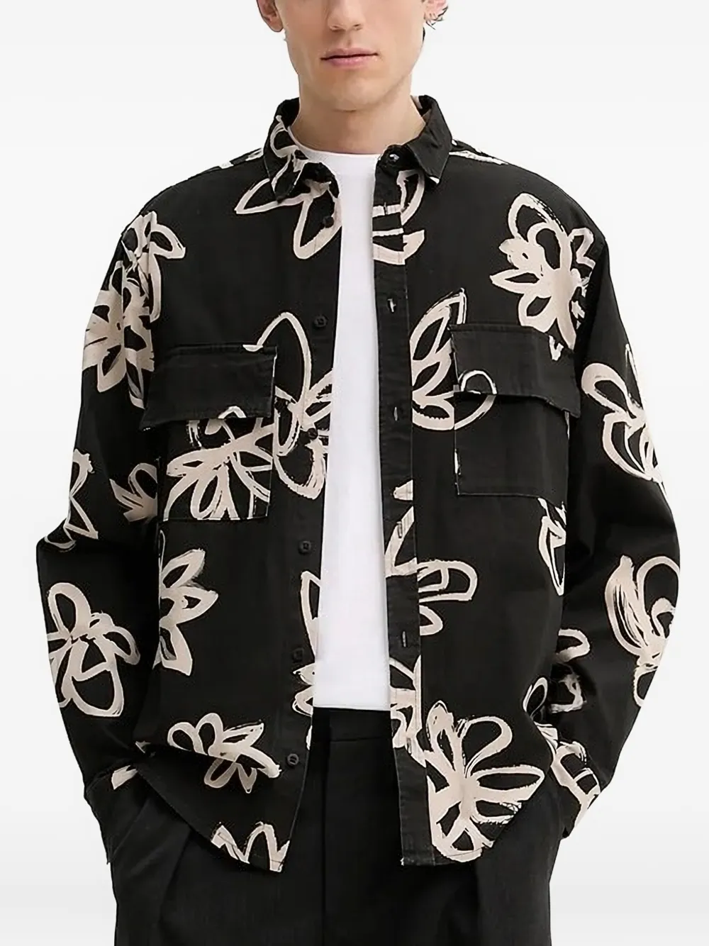 Desigual floral-print shirt Zwart