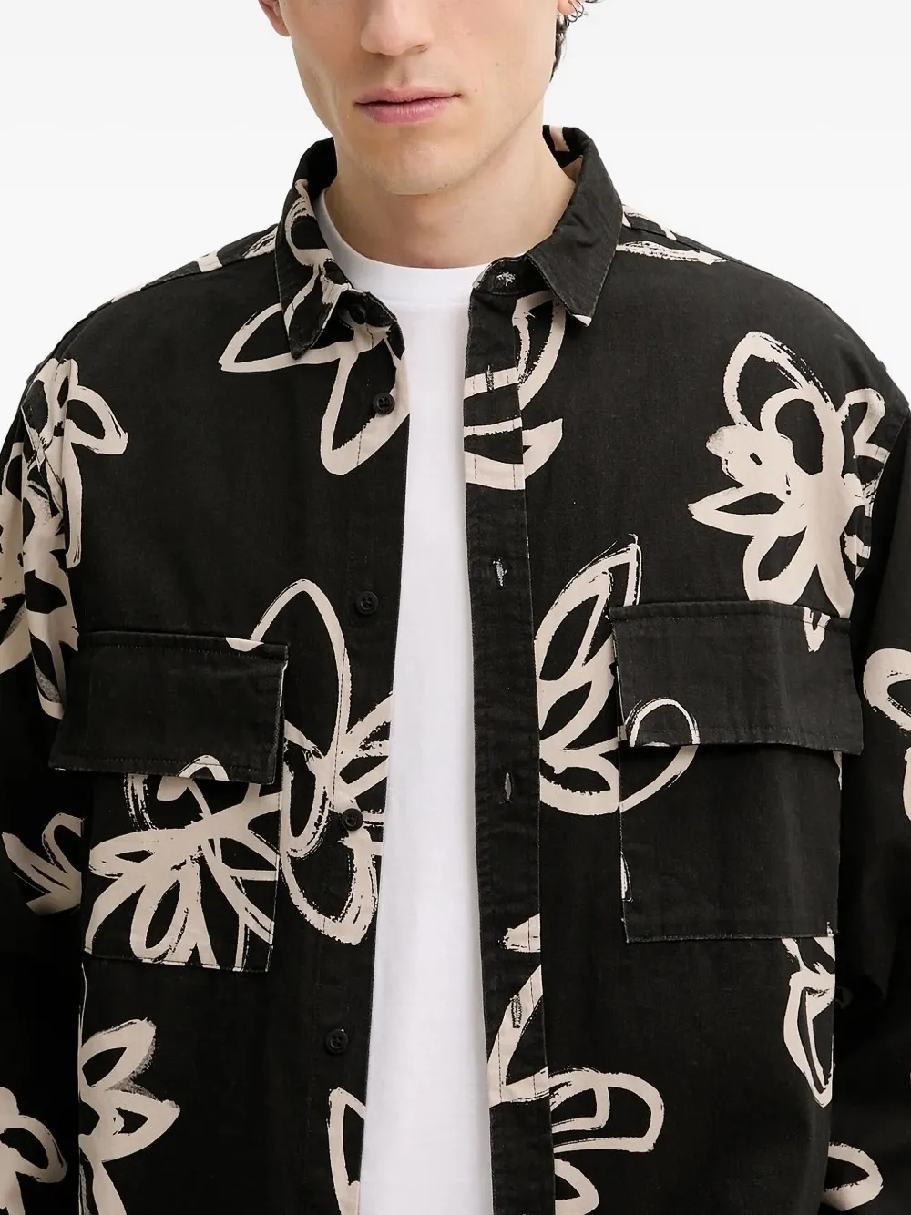 Desigual floral-print shirt Zwart