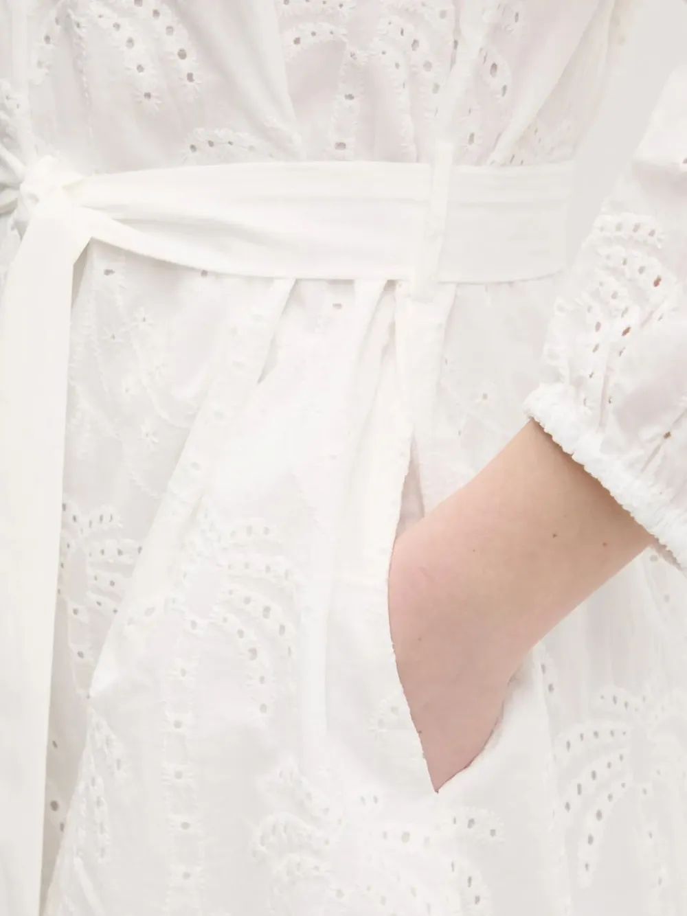 Desigual eyelet-embroidered belted mini dress Wit