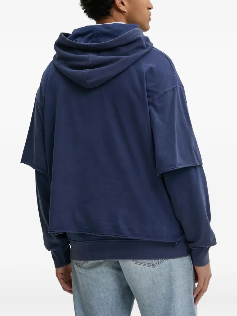 Desigual Love-embellished Double-layer Hoodie In Blue