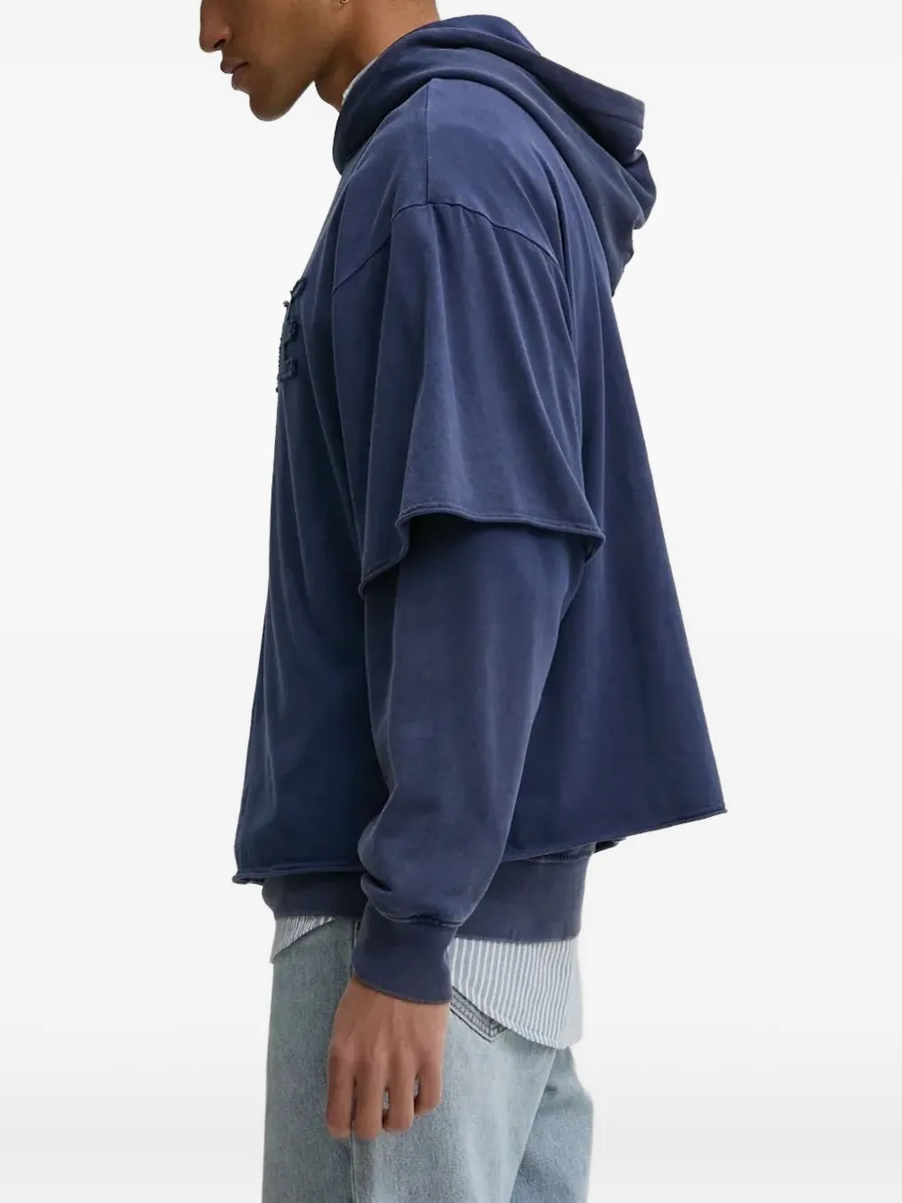 Desigual Love-embellished Double-layer Hoodie In Blue